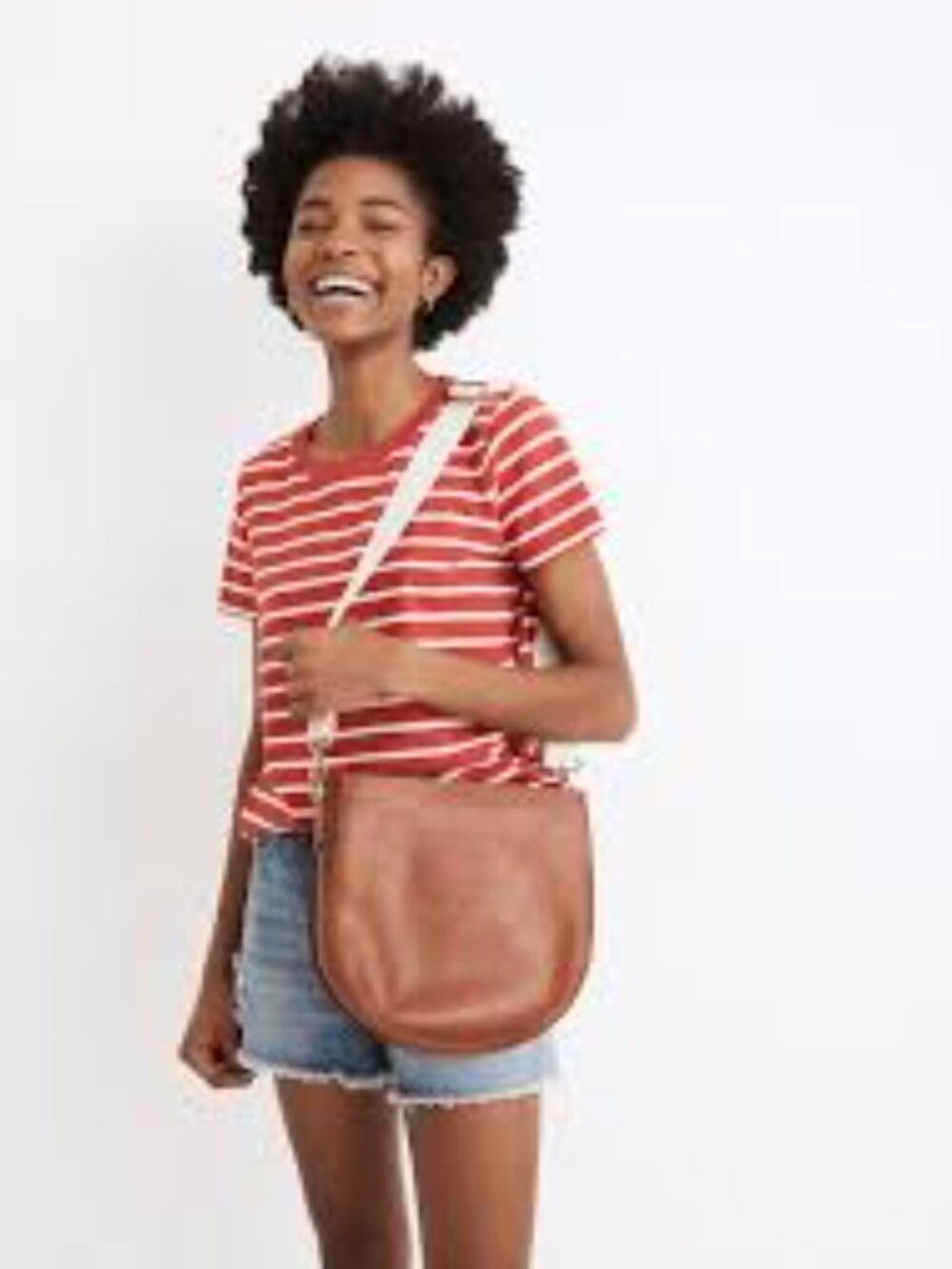 Madewell Transport Saddle Bag brown beige tan white strap leather - Picture 2 of 12